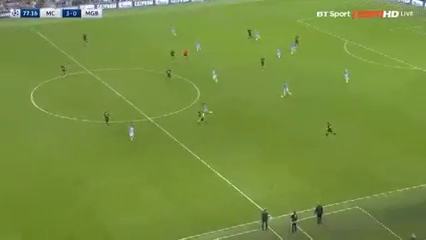 Man City 4-0 M'gladbach - Goal by S. Agüero (77')