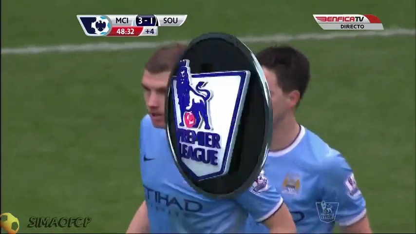 Manchester City 4-1 Southampton - Golo de E. Džeko (45+4min)