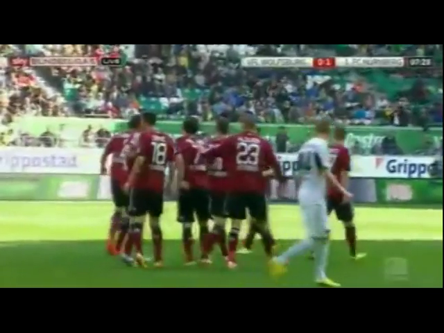 Wolfsburg 4-1 Nürnberg - Goal by M. Feulner (8')
