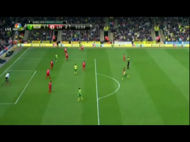 Norwich 2-3 Liverpool - Goal by G. Hooper (54')