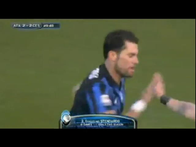 Atalanta 3-2 Cesena - Goal by G. Stendardo (50')