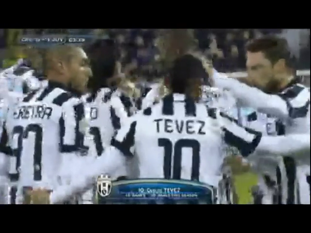 Cagliari 1-3 Juventus - Golo de C. Tévez (3min)