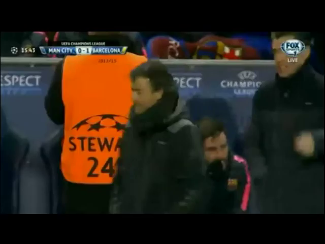 Manchester City 1-2 Barcelona - Golo de L. Suárez (16min)