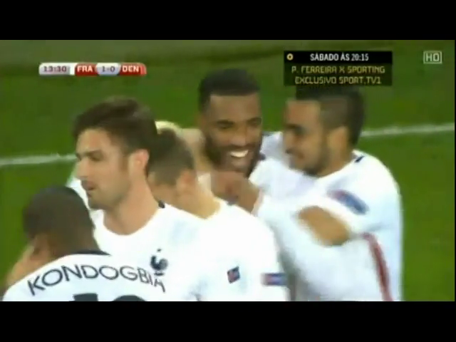France 2-0 Denmark - Golo de A. Lacazette (14min)