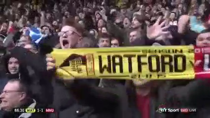 Watford 1-2 Manchester United - Golo de T. Deeney (87min)