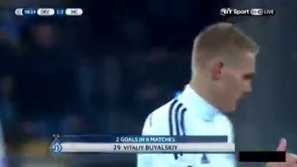 Dynamo Kyiv 1-3 Manchester City - Golo de V. Buyalskyy (58min)