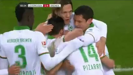 Leverkusen 1-4 Bremen - Goal by C. Pizarro (65')