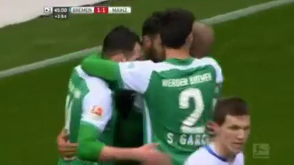 Bremen vs Mainz 05 - Goal by C. Pizarro (45+3')