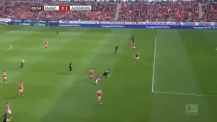 Mainz 05 vs Augsburg - Goal by Caiuby (9')
