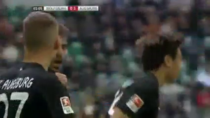 Wolfsburg vs Augsburg - Gól de A. Finnbogason (1min)