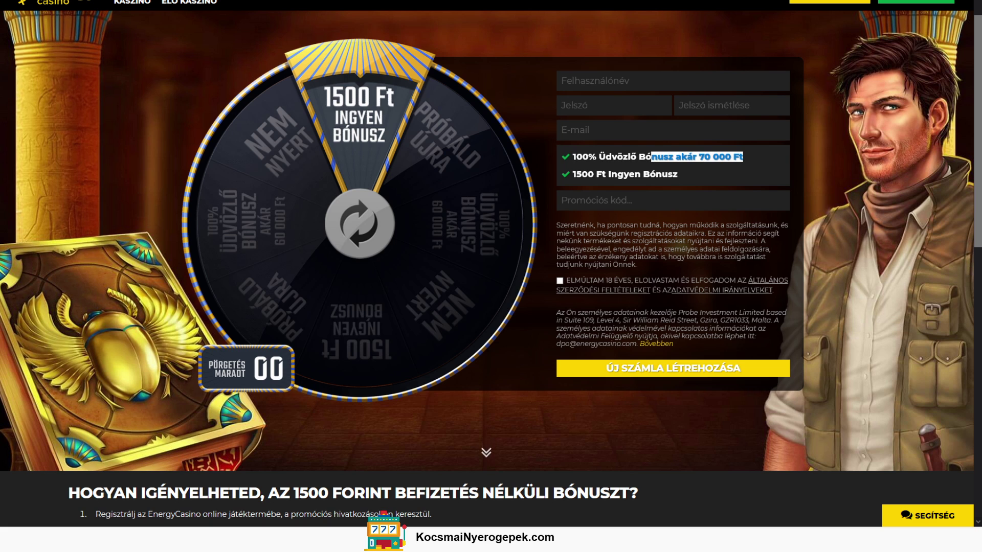 Energycasino promóciós kódok képernyőkép